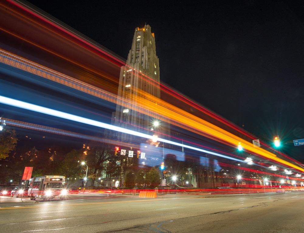 cathedral of learning at night